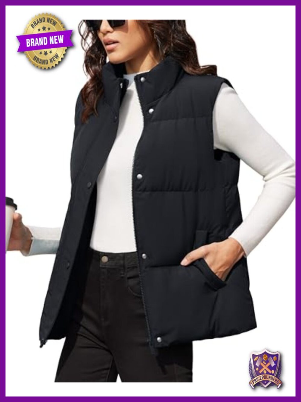 Womens Oversized Duck Down Puffer Vest Sleeveless Zip Winter